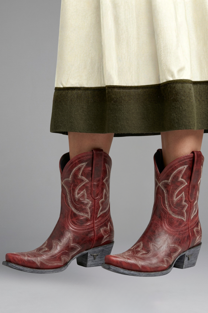 Women's Cowboy Boots with Pointed Toe and Western Detailing - 5 - London-stylehouse.com