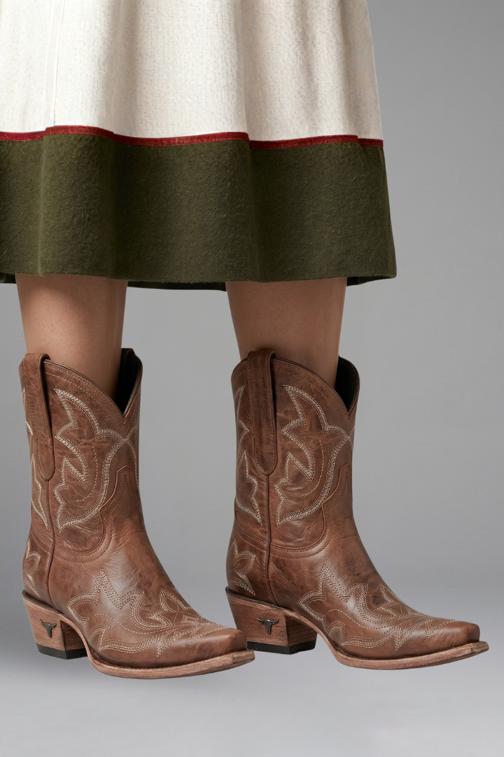 Women's Cowboy Boots with Pointed Toe and Western Detailing - 6 - London-stylehouse.com
