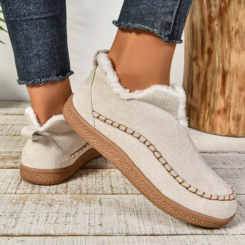 Casual Women's Slip-On Shoes with Cozy Lining and Stitch Detail - 2 - London-stylehouse.com