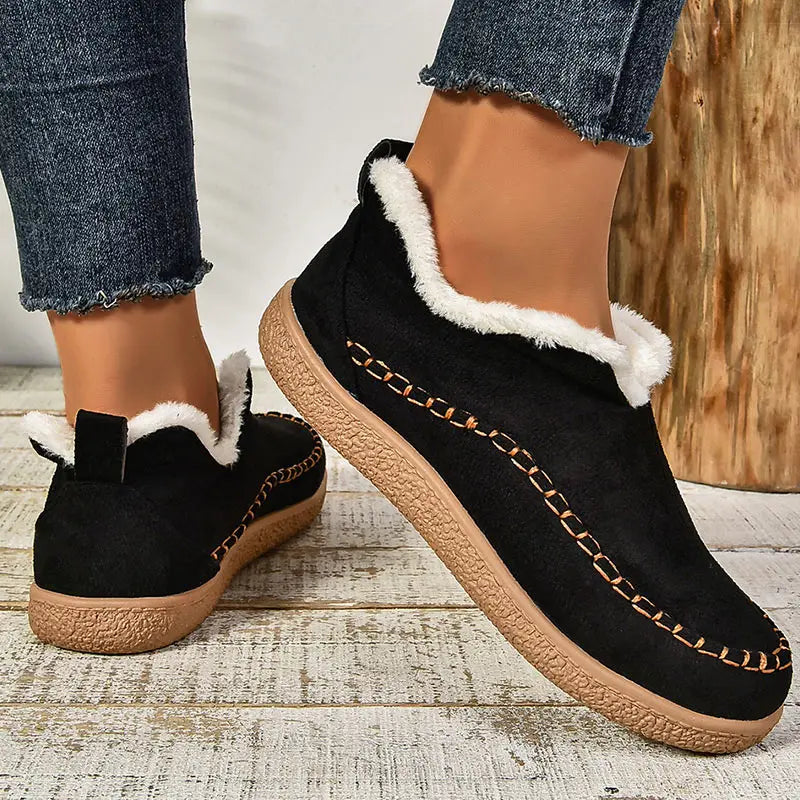 Casual Women's Slip-On Shoes with Cozy Lining and Stitch Detail - 5 - London-stylehouse.com