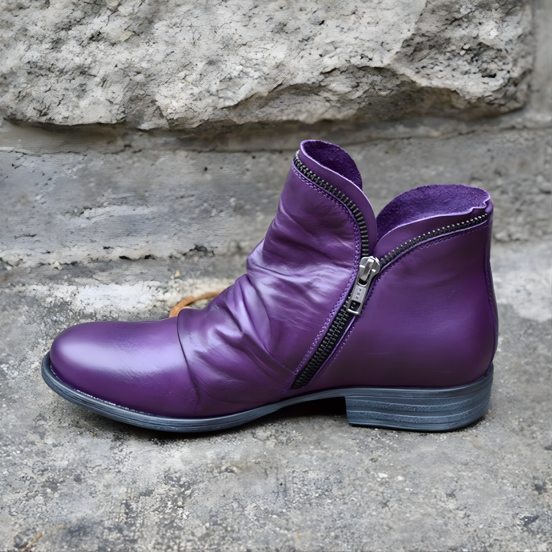 Women's Ankle Boots with Zip Detail and Slouchy Design - 1 - London-stylehouse.com