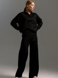 Lounge Set Women's Casual Ensemble with Collar and Wide-Leg Trousers - 2 - London-stylehouse.com