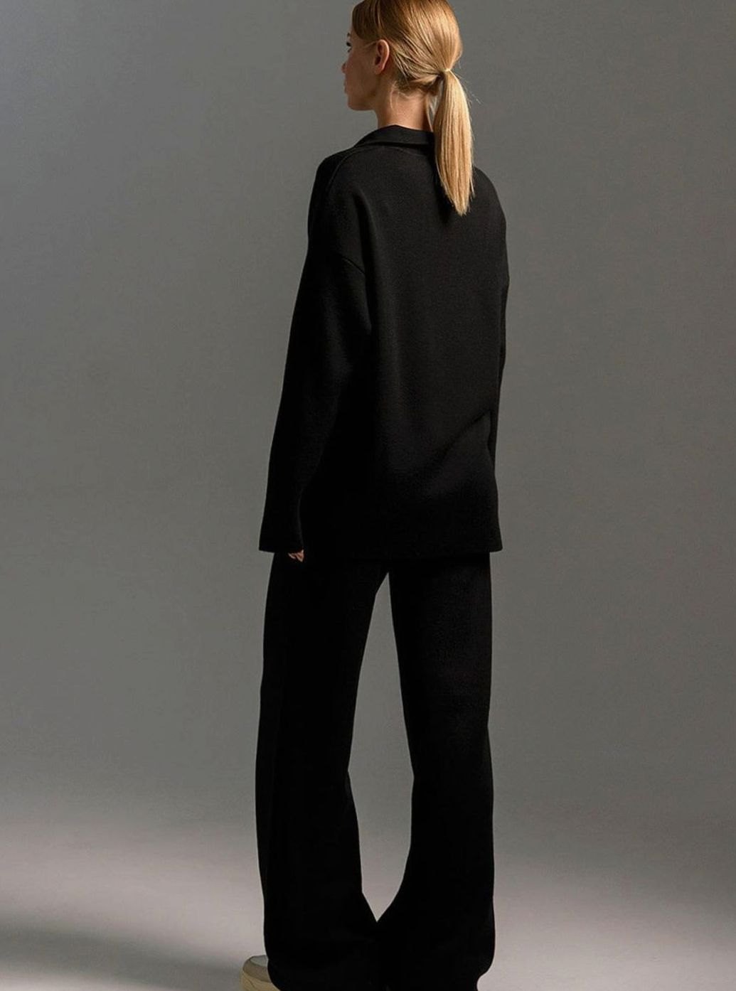 Lounge Set Women's Casual Ensemble with Collar and Wide-Leg Trousers - 4 - London-stylehouse.com