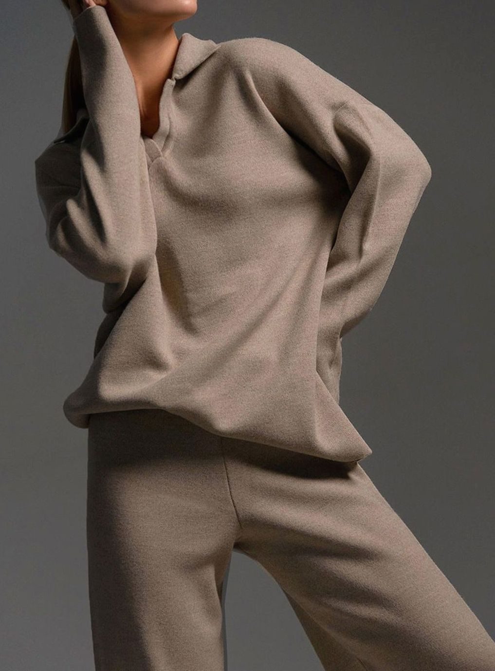 Lounge Set Women's Casual Ensemble with Collar and Wide-Leg Trousers - 8 - London-stylehouse.com