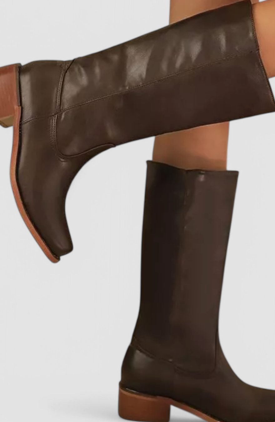 Knee-High Women's Boots with Block Heel and Classic Design - 7 - London-stylehouse.com