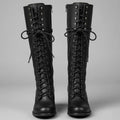 Knee-High Women's Boots with Lace-Up Front and Block Heel - 1 - London-stylehouse.com