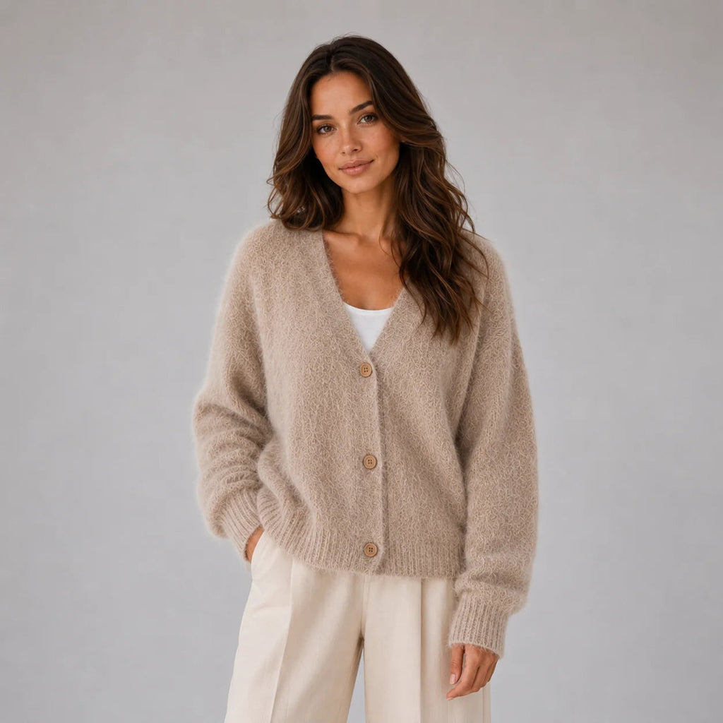 Cardigan Women’s Relaxed Fit with V-Neck and Button Closure - 1 - London-stylehouse.com