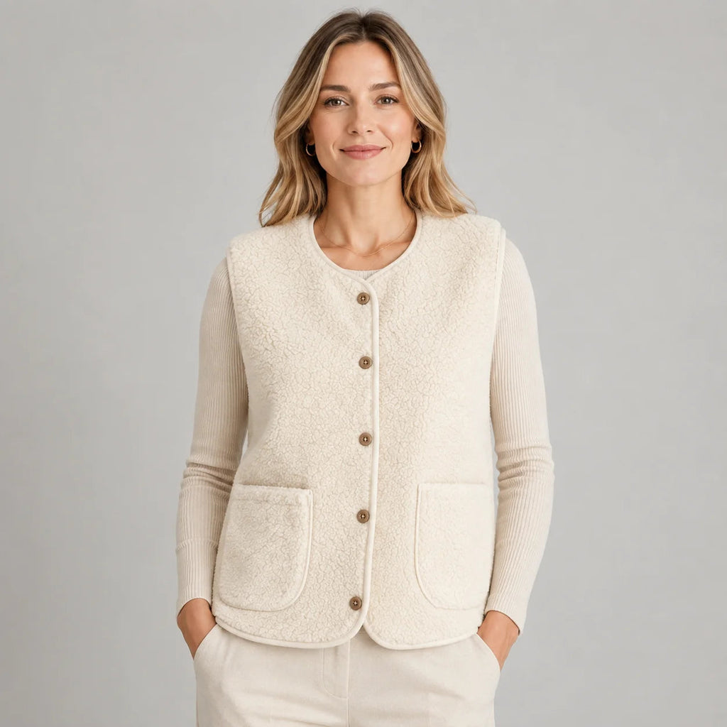 Women's Vest with Button Front and Pockets, Chic Design - 1 - London-stylehouse.com