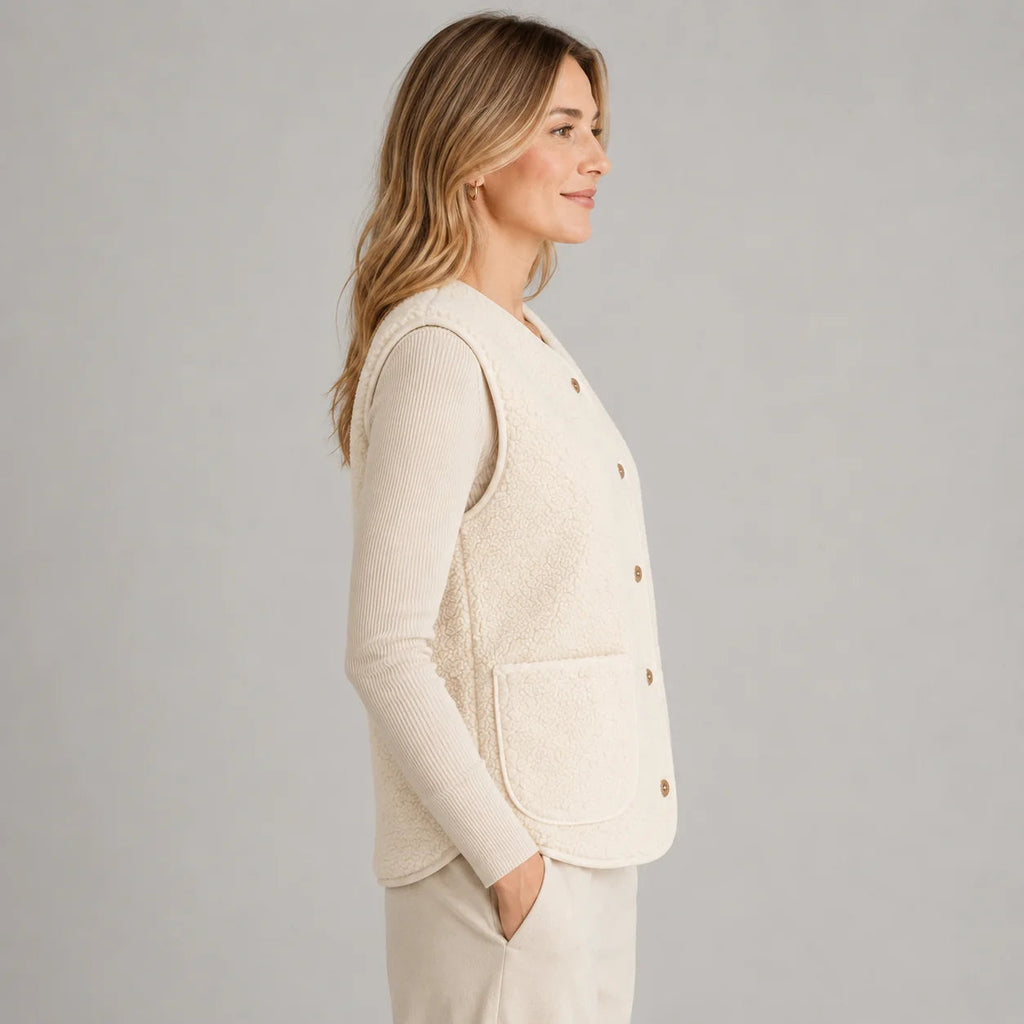 Women's Vest with Button Front and Pockets, Chic Design - 3 - London-stylehouse.com