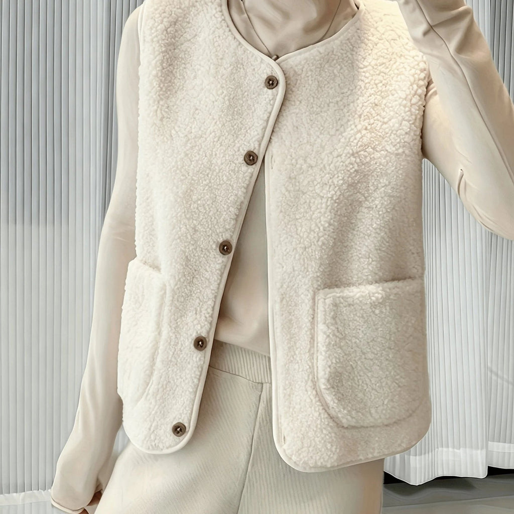 Women's Vest with Button Front and Pockets, Chic Design - 5 - London-stylehouse.com
