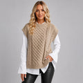 Women's Oversized Knitted Vest with Short Sleeves in Multiple Colours - 1 - London-stylehouse.com
