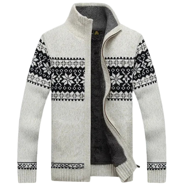 Cardigan Women Zip-Up High Collar Nordic Design - 2 - London-stylehouse.com