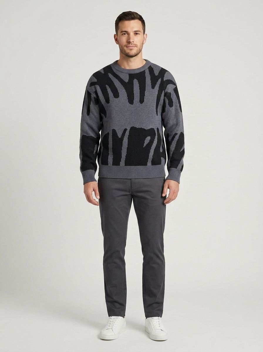 Men's Casual Pullover with Abstract Graphic Design - 1 - London-stylehouse.com