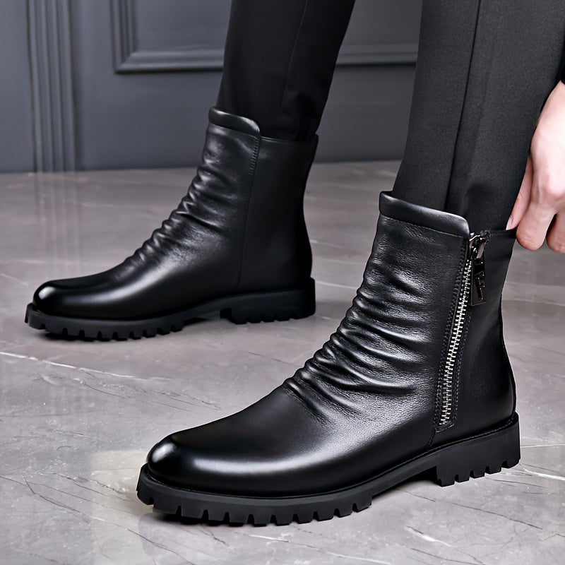 Ankle Boots for Men with Zip Closure and Rugged Sole - 1 - London-stylehouse.com