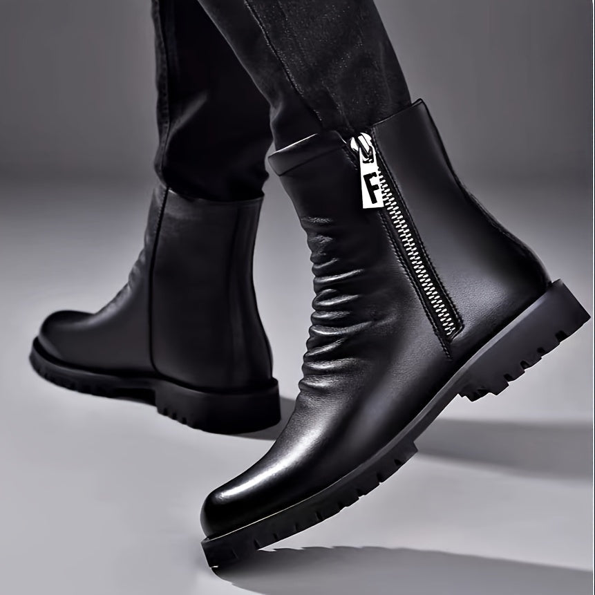 Ankle Boots for Men with Zip Closure and Rugged Sole - 4 - London-stylehouse.com