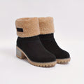 Women's Ankle Boots with Block Heel and Plush Cuff for Extra Warmth - 1 - London-stylehouse.com