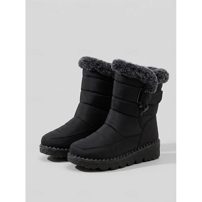 Women's Winter Boots with Faux Fur Cuff & Chunky Sole - 1 - London-stylehouse.com