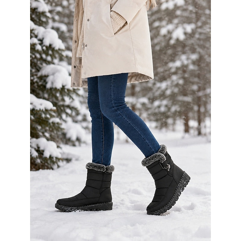 Women's Winter Boots with Faux Fur Cuff & Chunky Sole - 4 - London-stylehouse.com