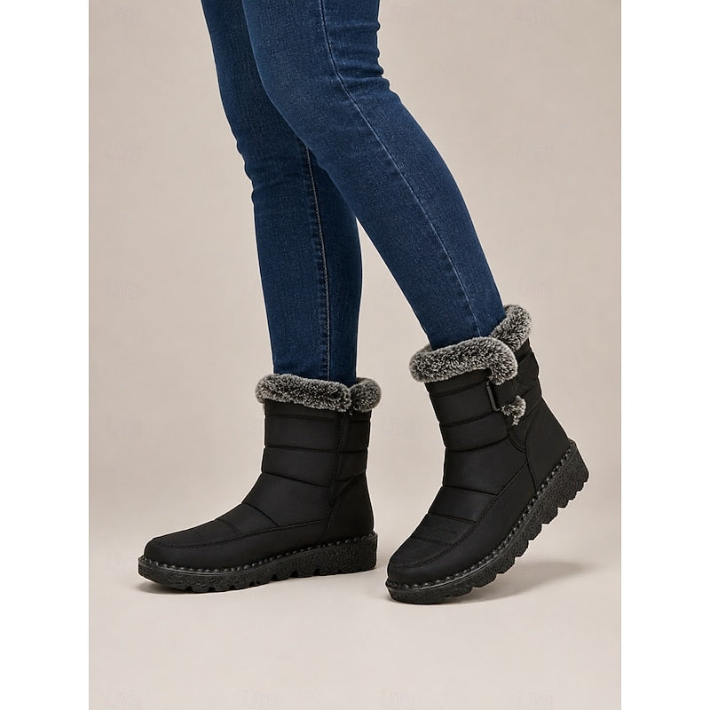 Women's Winter Boots with Faux Fur Cuff & Chunky Sole - 5 - London-stylehouse.com