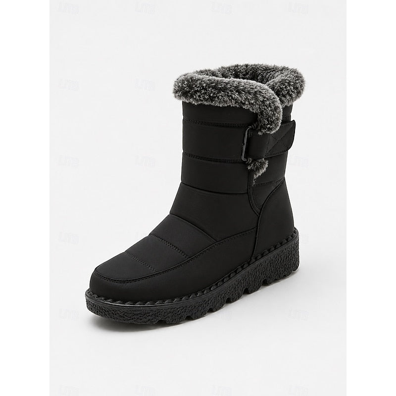 Women's Winter Boots with Faux Fur Cuff & Chunky Sole - 6 - London-stylehouse.com