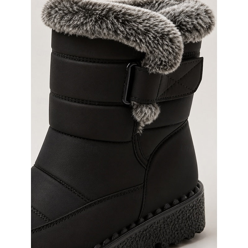 Women's Winter Boots with Faux Fur Cuff & Chunky Sole - 7 - London-stylehouse.com