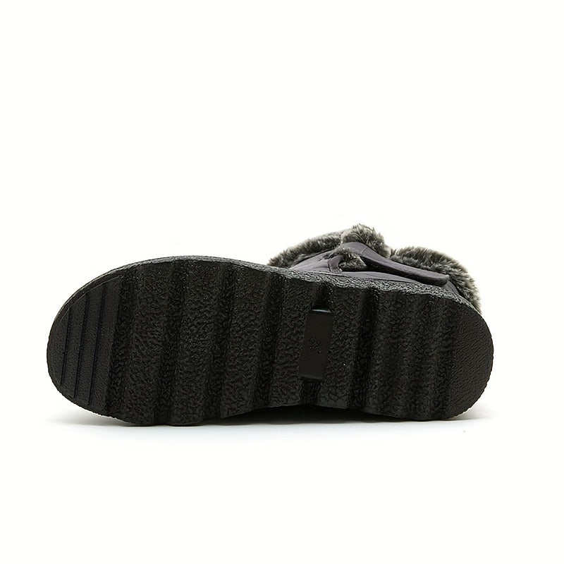 Women's Winter Boots with Faux Fur Cuff & Chunky Sole - 8 - London-stylehouse.com