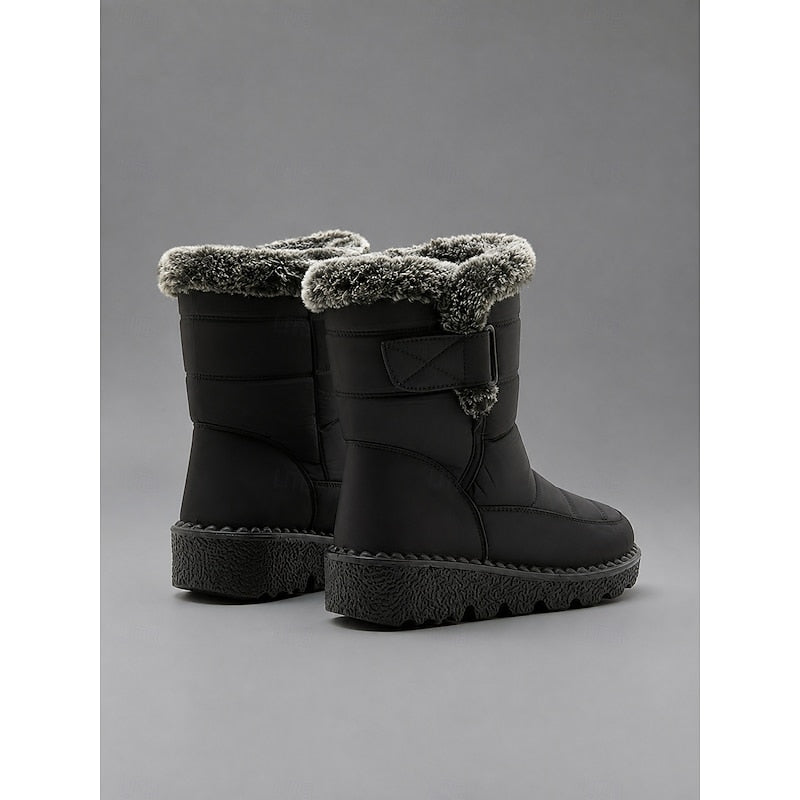 Women's Winter Boots with Faux Fur Cuff & Chunky Sole - 9 - London-stylehouse.com