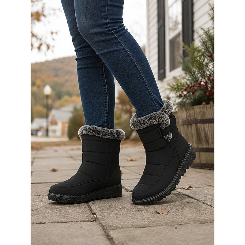 Women's Winter Boots with Faux Fur Cuff & Chunky Sole - 10 - London-stylehouse.com