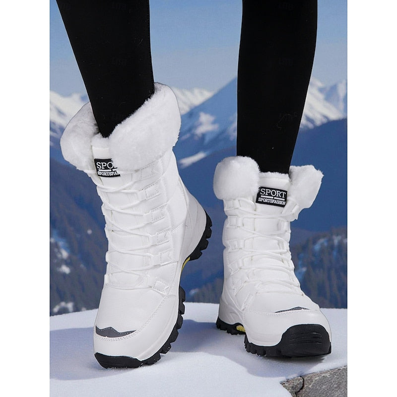 Women's Ankle Boots with Laced Design and Faux Fur Trim - 1 - London-stylehouse.com