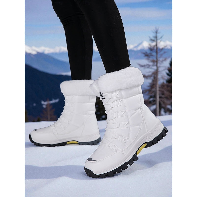Women's Ankle Boots with Laced Design and Faux Fur Trim - 2 - London-stylehouse.com