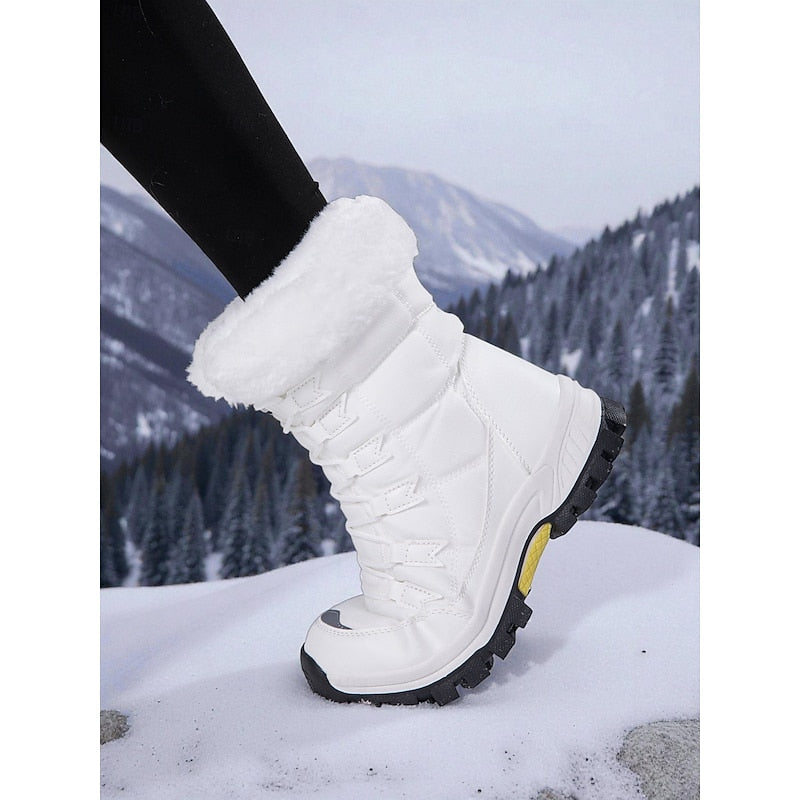 Women's Ankle Boots with Laced Design and Faux Fur Trim - 3 - London-stylehouse.com