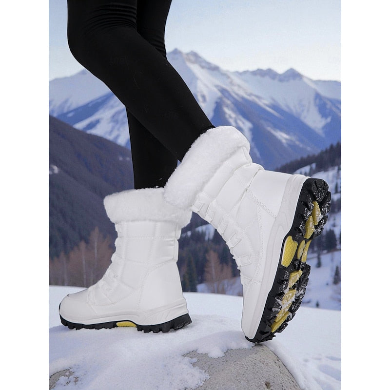 Women's Ankle Boots with Laced Design and Faux Fur Trim - 4 - London-stylehouse.com