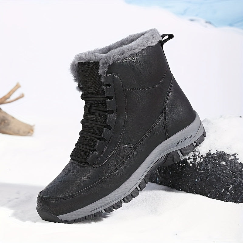 Women's Winter Boots with Faux Fur Lining and Lace-Up Design - 2 - London-stylehouse.com