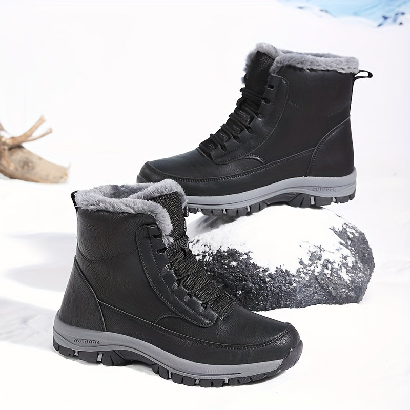 Women's Winter Boots with Faux Fur Lining and Lace-Up Design - 4 - London-stylehouse.com
