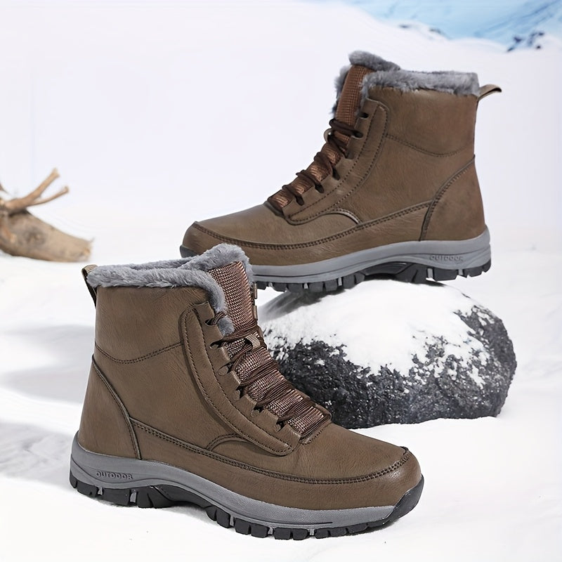 Women's Winter Boots with Faux Fur Lining and Lace-Up Design - 7 - London-stylehouse.com