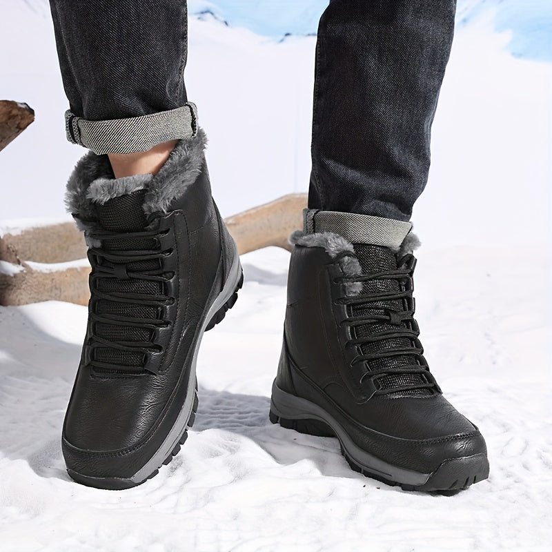 Women's Winter Boots with Faux Fur Lining and Lace-Up Design - 8 - London-stylehouse.com