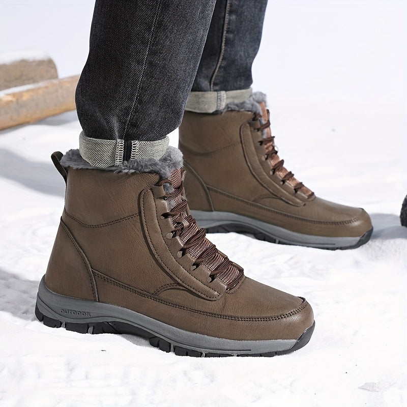 Women's Winter Boots with Faux Fur Lining and Lace-Up Design - 11 - London-stylehouse.com