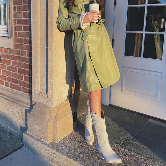 Western Boots Women's Pink with Side Zip and Pointed Toe - 7 - London-stylehouse.com