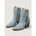Western Boots Women with Block Heel and Fringe Detail - 3 - London-stylehouse.com