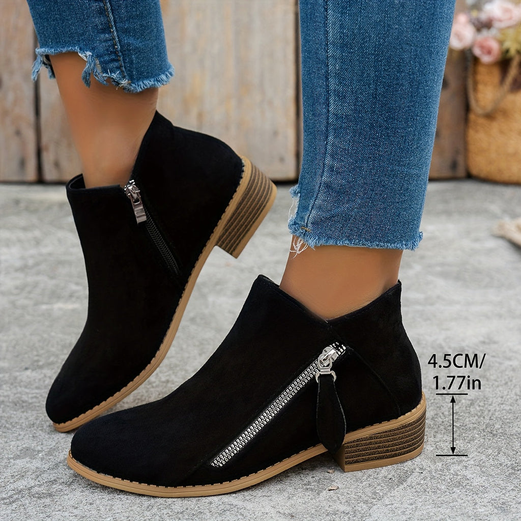 Ankle Boots for Women with Chic Side Zip and Block Heel - 5 - London-stylehouse.com