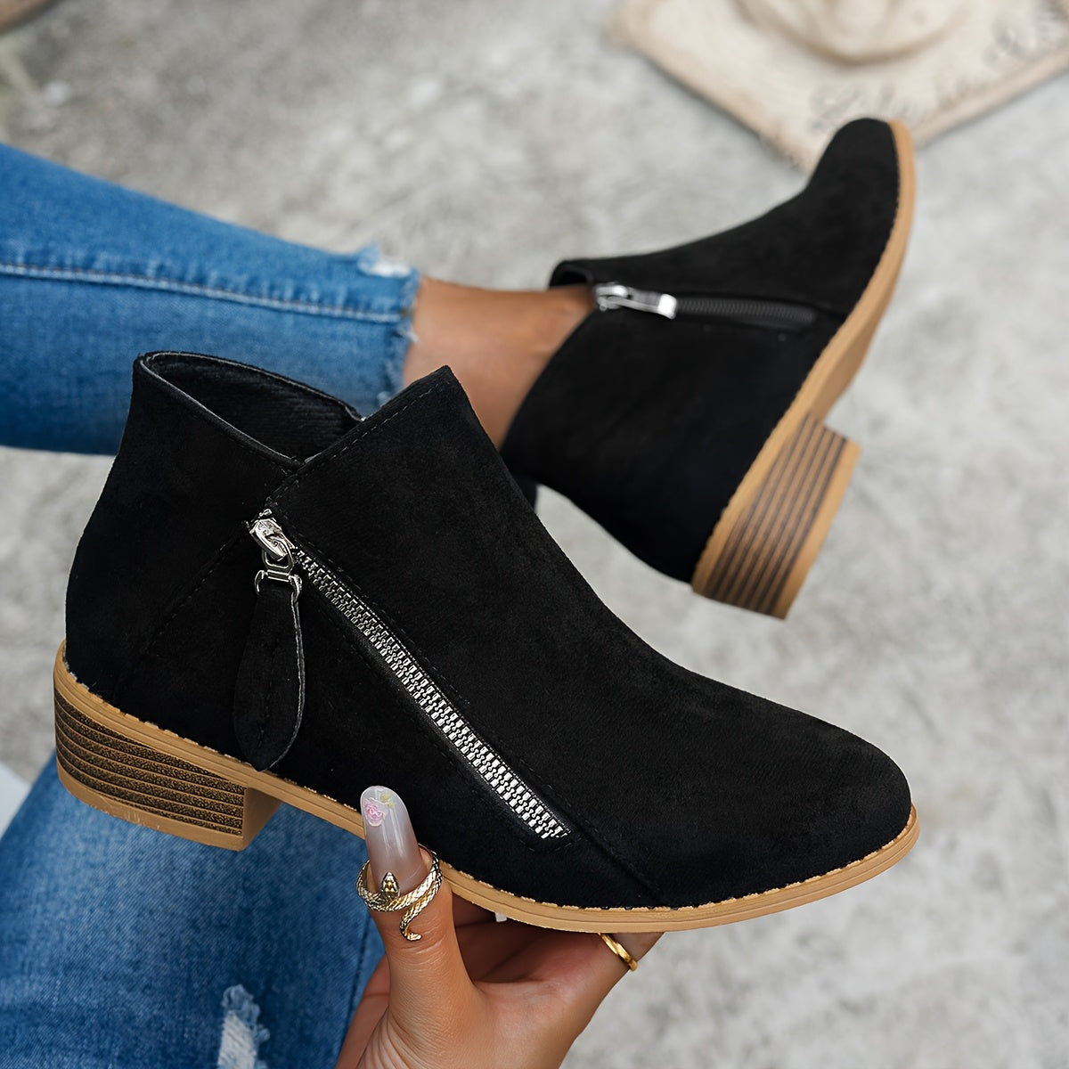 Ankle Boots for Women with Chic Side Zip and Block Heel - 6 - London-stylehouse.com