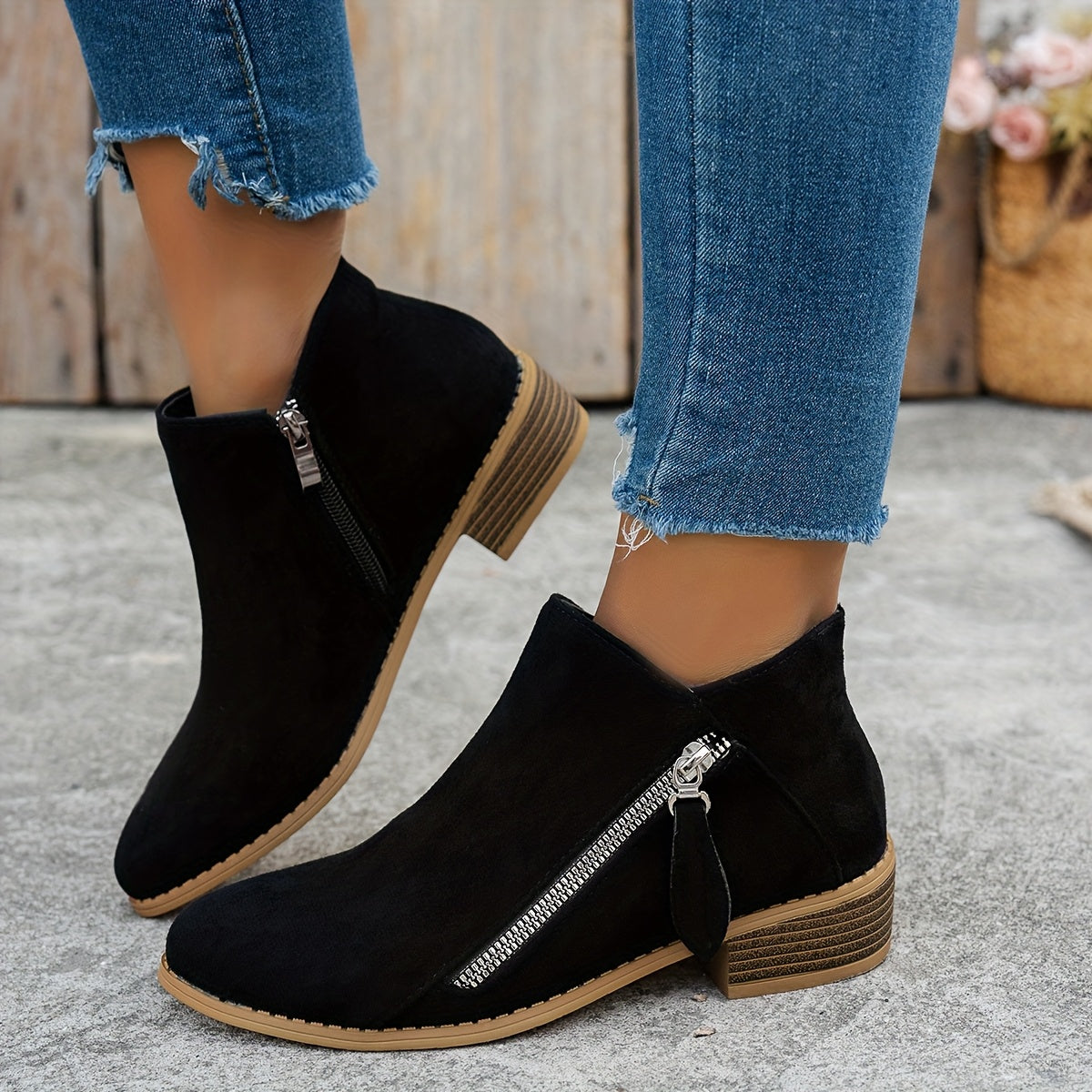 Ankle Boots for Women with Chic Side Zip and Block Heel - 7 - London-stylehouse.com