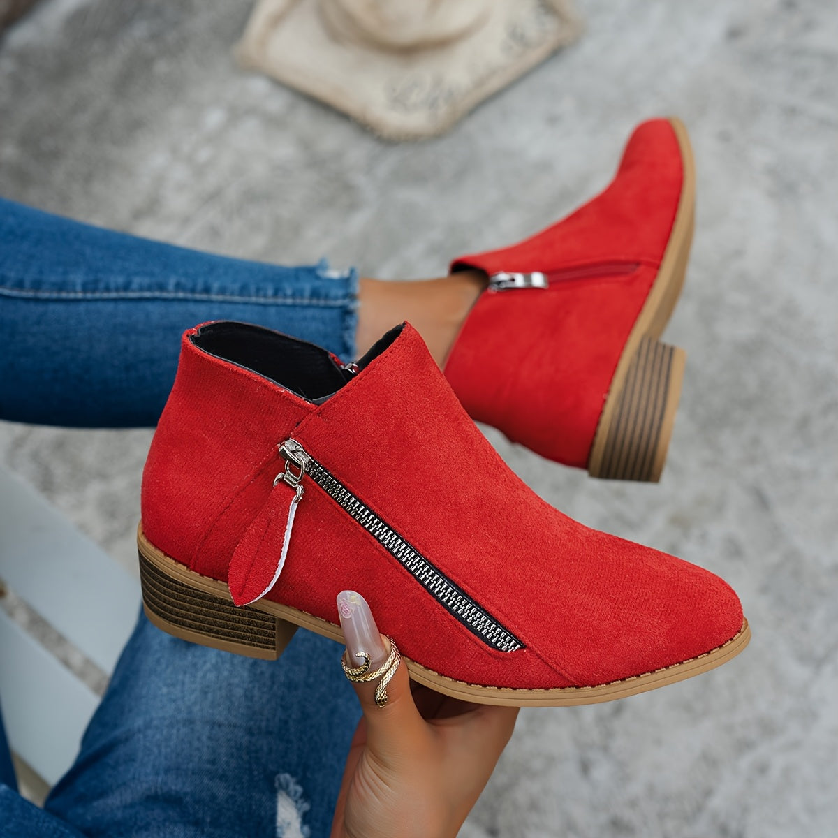 Ankle Boots for Women with Chic Side Zip and Block Heel - 9 - London-stylehouse.com