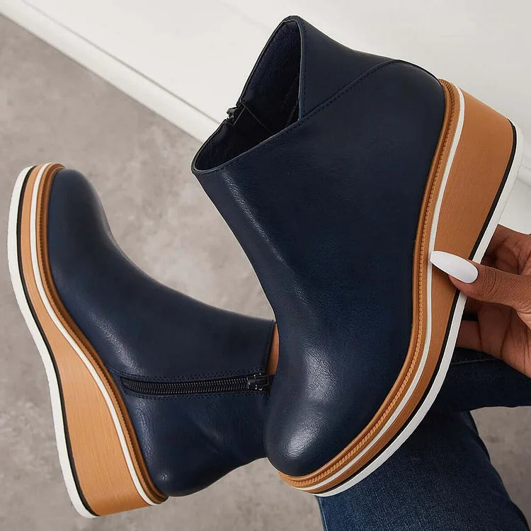 Wedge Ankle Boots for Women with Zip Fastening and Stylish Silhouette - 1 - London-stylehouse.com