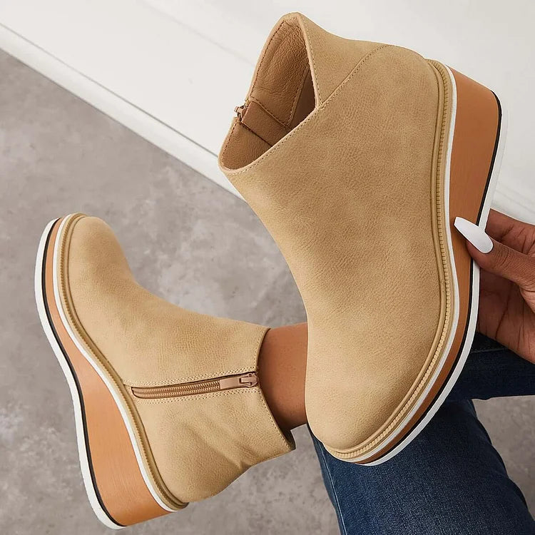 Wedge Ankle Boots for Women with Zip Fastening and Stylish Silhouette - 2 - London-stylehouse.com
