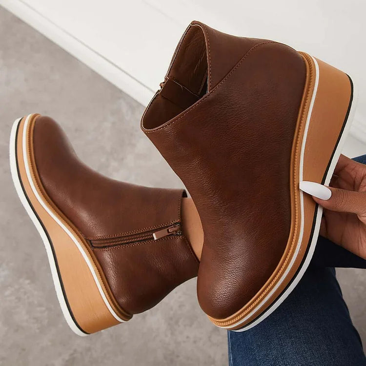 Wedge Ankle Boots for Women with Zip Fastening and Stylish Silhouette - 3 - London-stylehouse.com