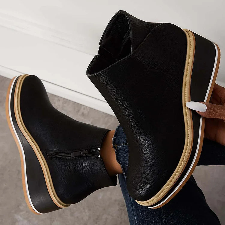 Wedge Ankle Boots for Women with Zip Fastening and Stylish Silhouette - 4 - London-stylehouse.com
