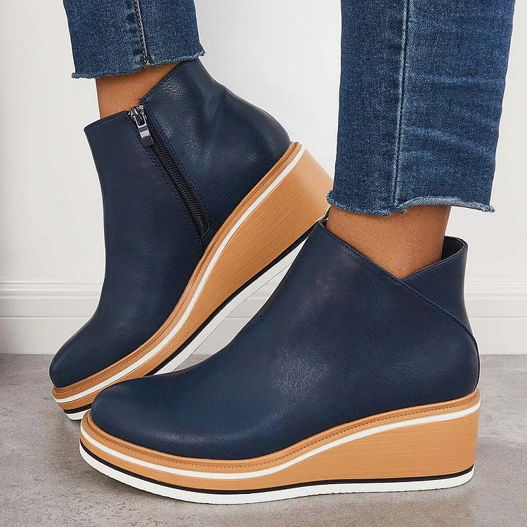 Wedge Ankle Boots for Women with Zip Fastening and Stylish Silhouette - 5 - London-stylehouse.com
