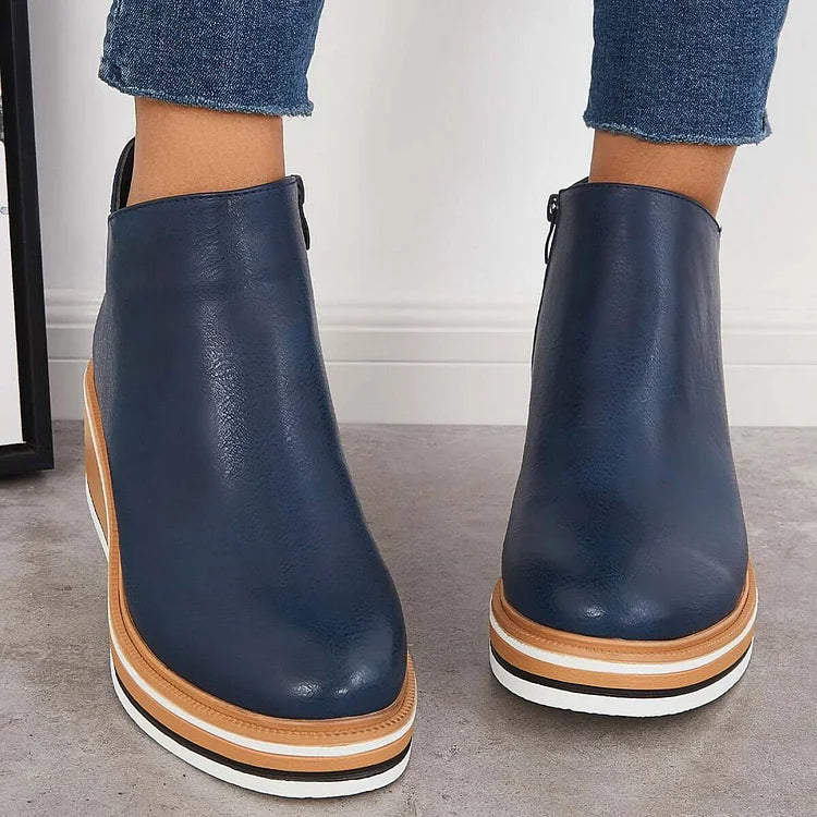 Wedge Ankle Boots for Women with Zip Fastening and Stylish Silhouette - 6 - London-stylehouse.com