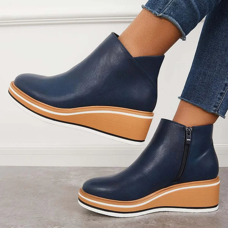 Wedge Ankle Boots for Women with Zip Fastening and Stylish Silhouette - 7 - London-stylehouse.com